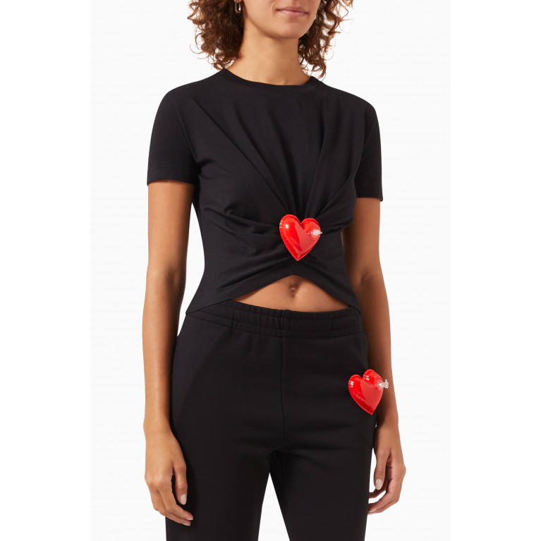 Moschino - Inflatable Heart Crop T-shirt in Jersey Black