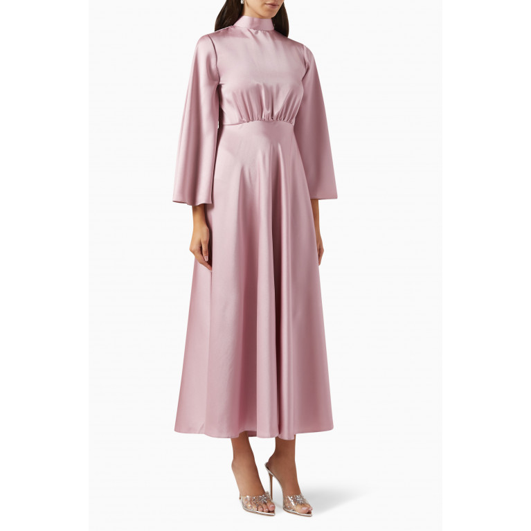 Serrb - Button-front Maxi Dress in Satin