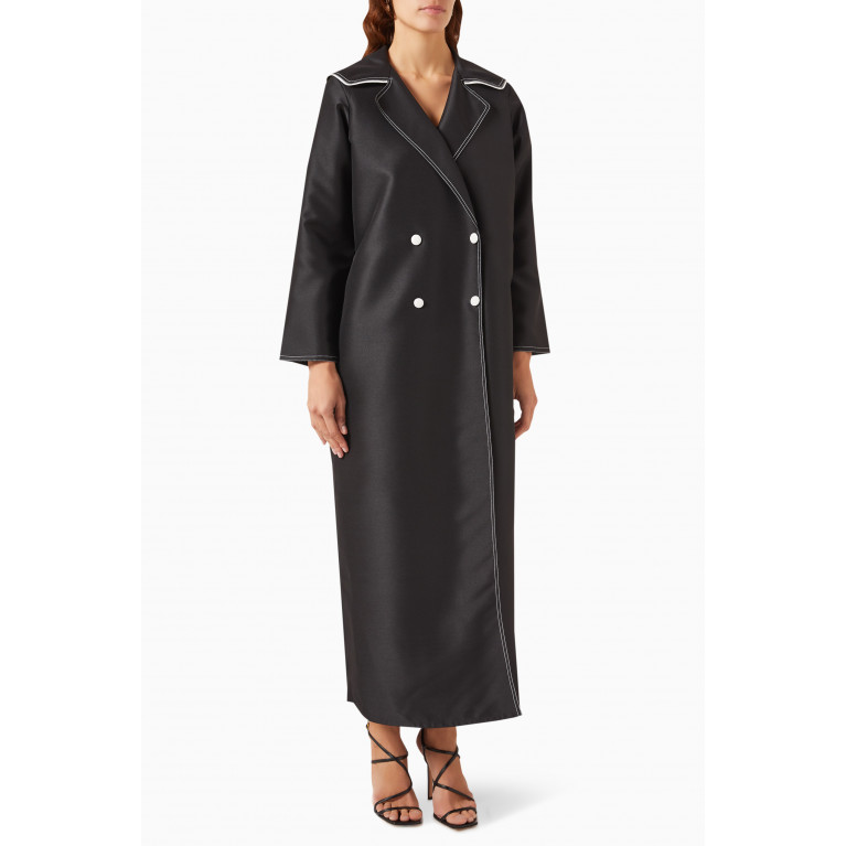Serrb - Topstitched Trench Coat in Satin