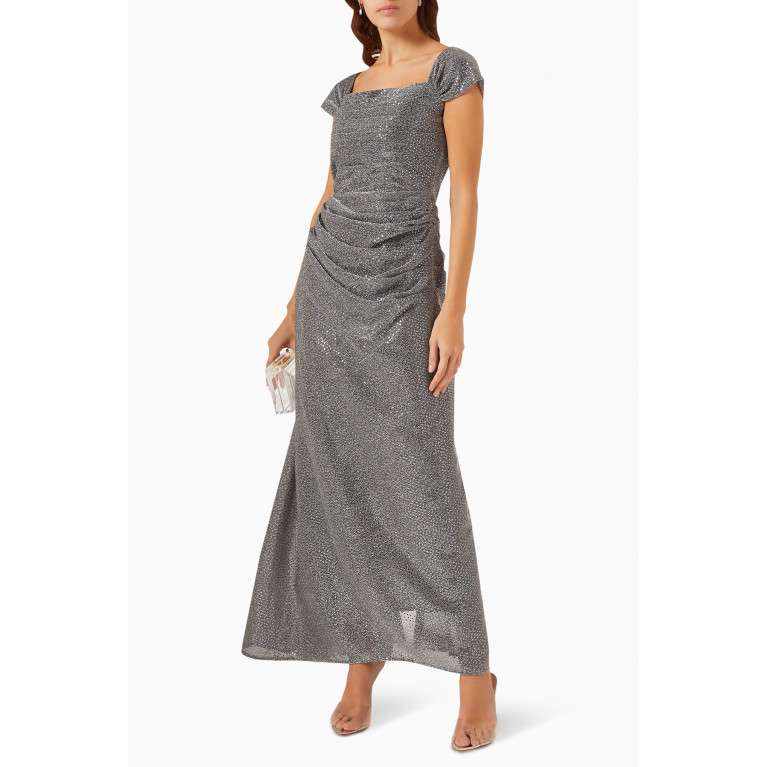 Serrb - Draped Shimmer Maxi Dress in Glittered-tulle