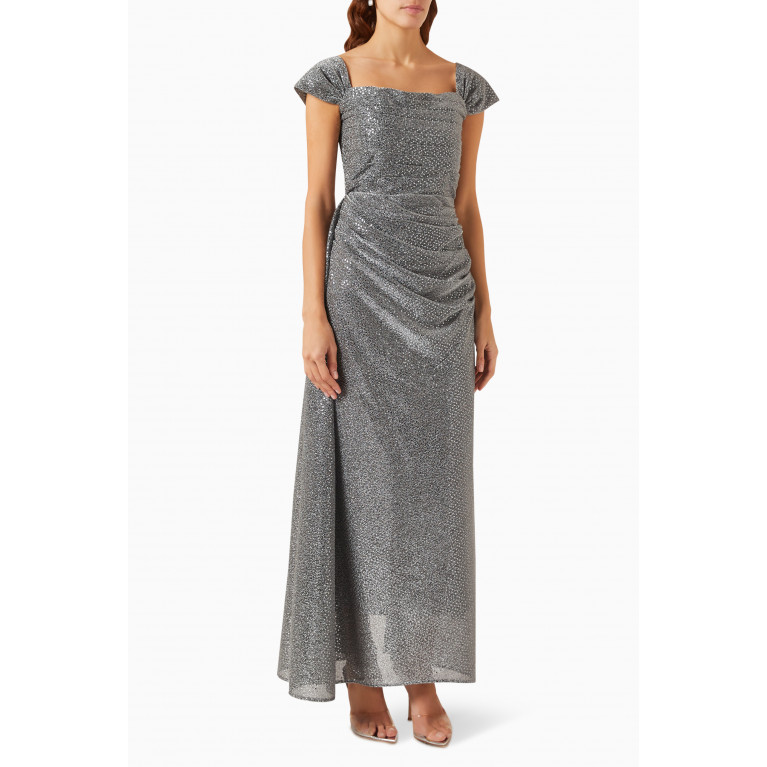 Serrb - Draped Shimmer Maxi Dress in Glittered-tulle