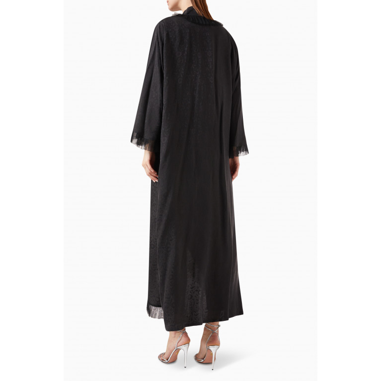 By Amal - Floral Stitched Abaya in Cupro
