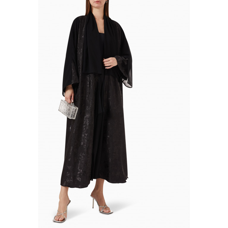 By Amal - Floral Textured Abaya in Chiffon
