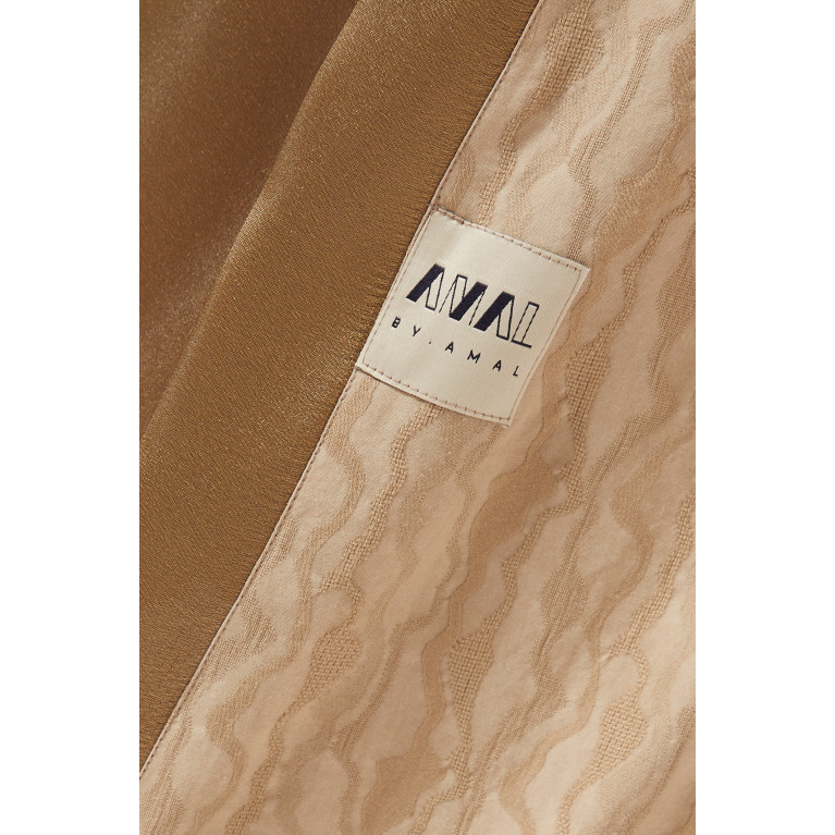 By Amal - Textured Cracks Abaya Set in Linen & Organza Neutral