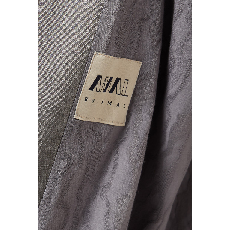 By Amal - Textured Cracks Abaya Set in Linen & Organza Grey
