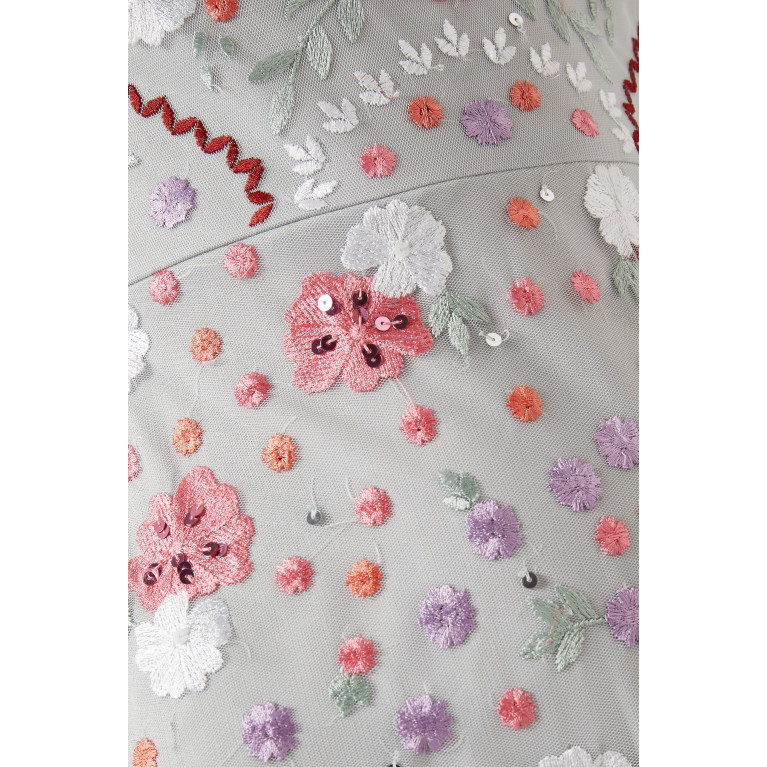Maya - Puff-sleeve Floral-embroidered Maxi Dress