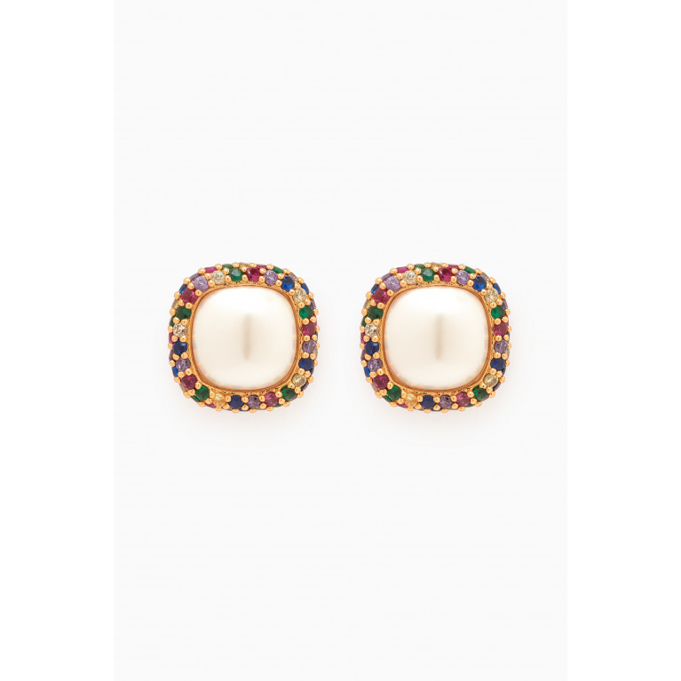 Kate Spade New York - Mini Square Studs in Gold-plated Brass
