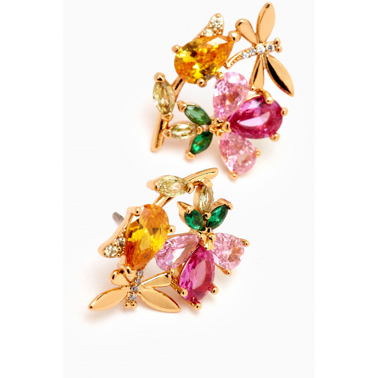 Kate Spade New York - Dragonfly & Tulip Cluster Studs in Gold-plated Brass