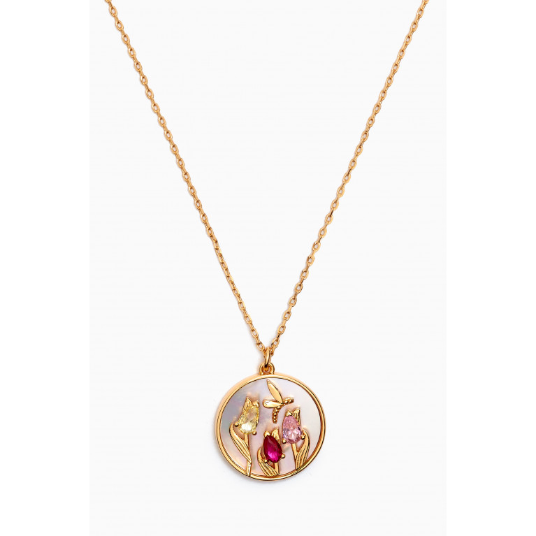 Kate Spade New York - Mother-Of-Pearl Tulip Pendant Necklace in Gold-plated Metal