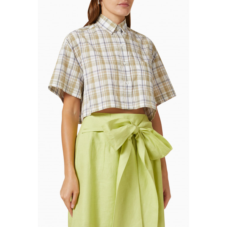 KAGE - Lisa Checked Crop Top in Cotton-blend