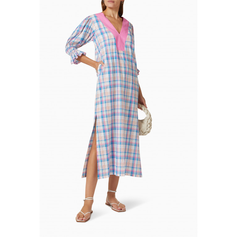 KAGE - Penelope Checked Midi Dress in Cotton-blend