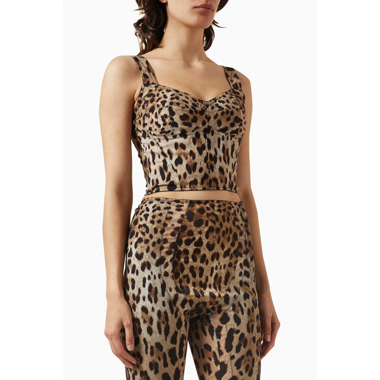 Dolce & Gabbana - x Kim Leopard-print Corset Top in Marquisette