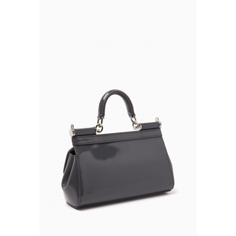 Dolce & Gabbana - x KIM Small Sicily Long Bag in Polished Leather Grey