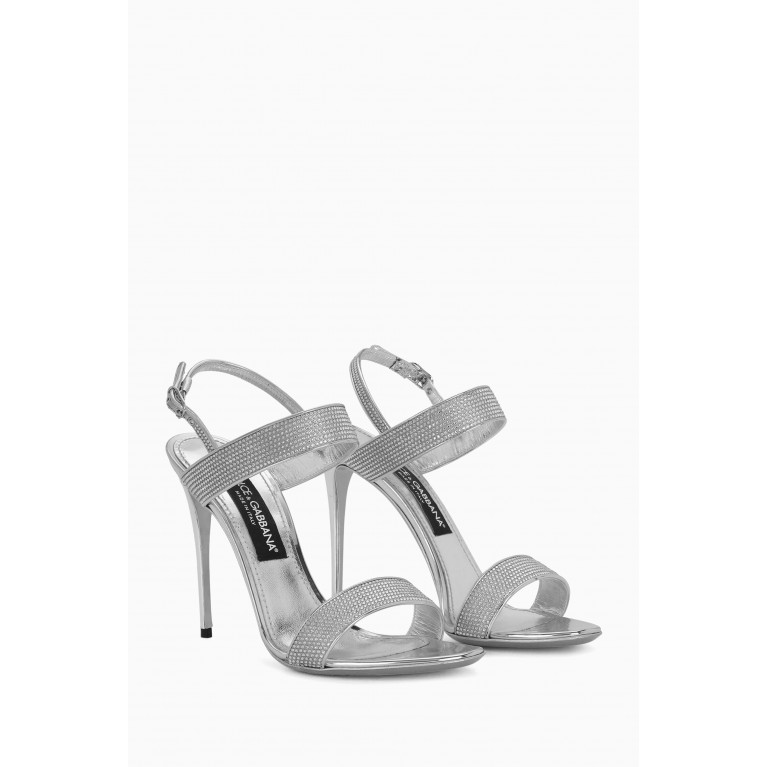 Dolce & Gabbana - Keira 105 Crystal DG Logo Sandals in Satin