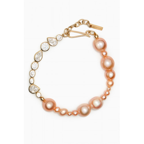 Completed Works - Float Pearl & Crystal Bracelet in 14kt Gold Vermeil