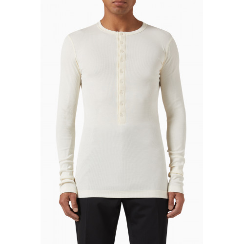 Dolce & Gabbana - Button-front T-shirt in Ribbed Jersey