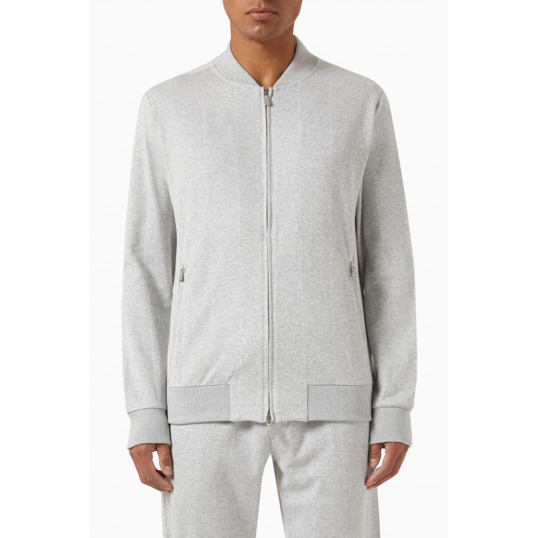 Eleventy - Zip Bomber Jacket in Cotton-fleece