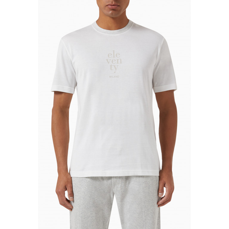 Eleventy - Logo T-shirt in Cotton White