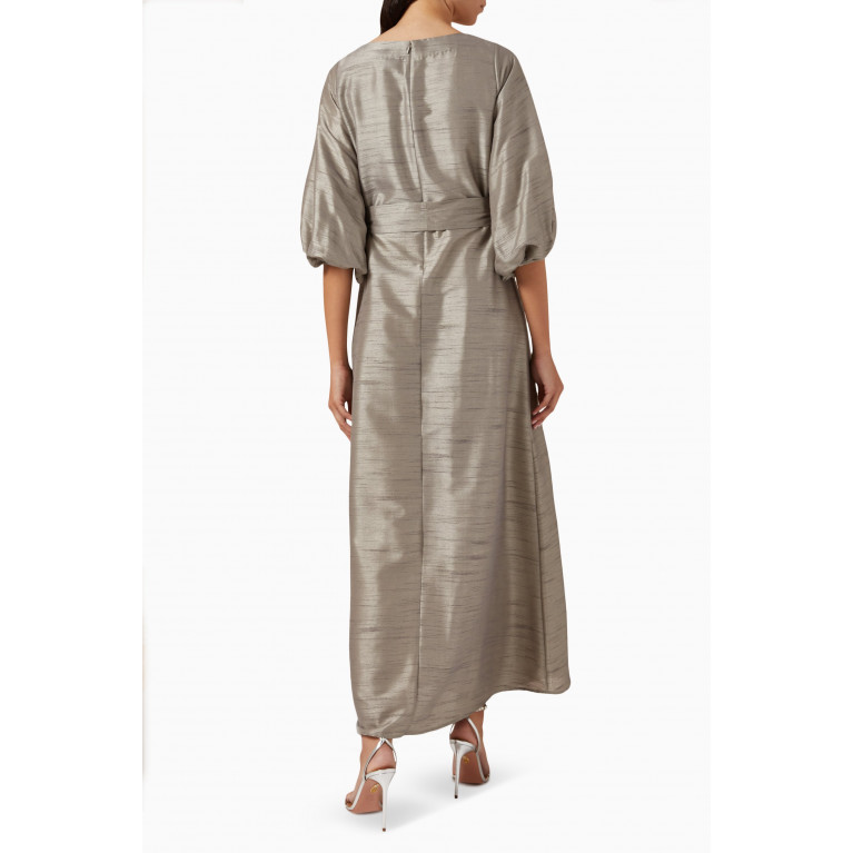 HQ by Homa Q - Embellished Maxi Dress in Raw Silk