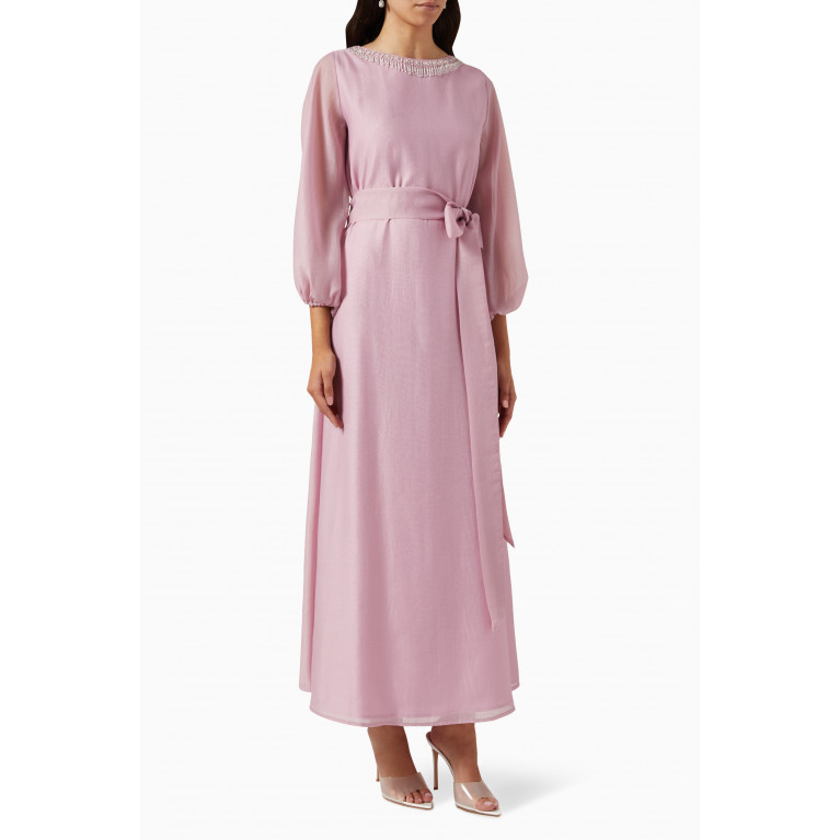 HQ by Homa Q - Bead-embellished A-line Maxi Dress in Organza