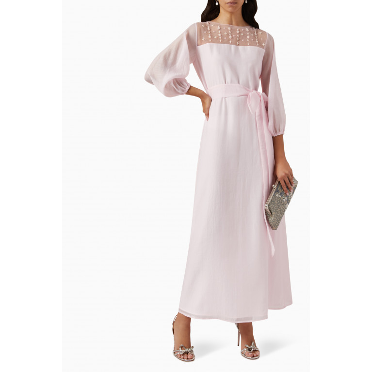 HQ by Homa Q - Bead-embellished A-line Maxi Dress in Tulle & Organza