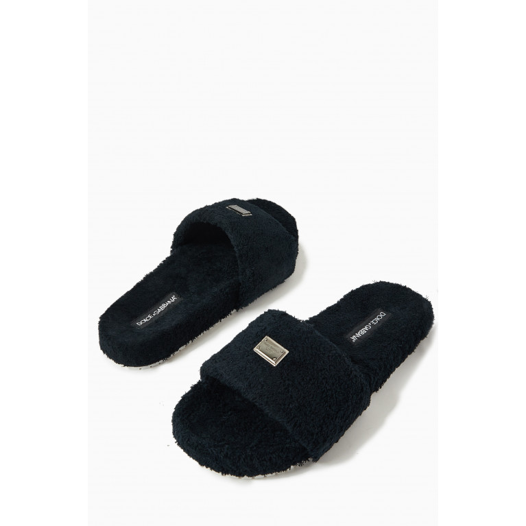 Dolce & Gabbana - Logo Plaque Slides in Terry Cloth