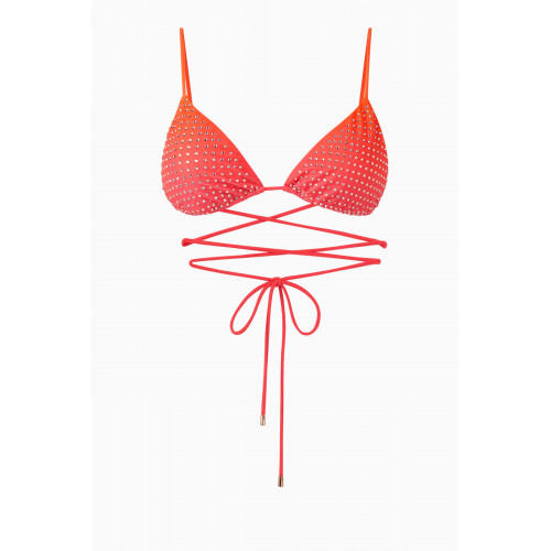 Self-Portrait - Rhinestone-embellished Triangle Bikini Bra in Stretch-nylon