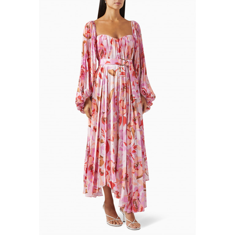 Acler - Lothair Floral-print Pleated Midi Dress in Satin