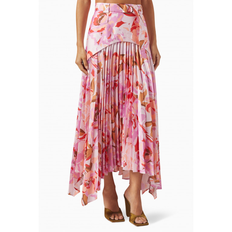 Acler - Lothair Floral-print Pleated Midi Skirt in Satin