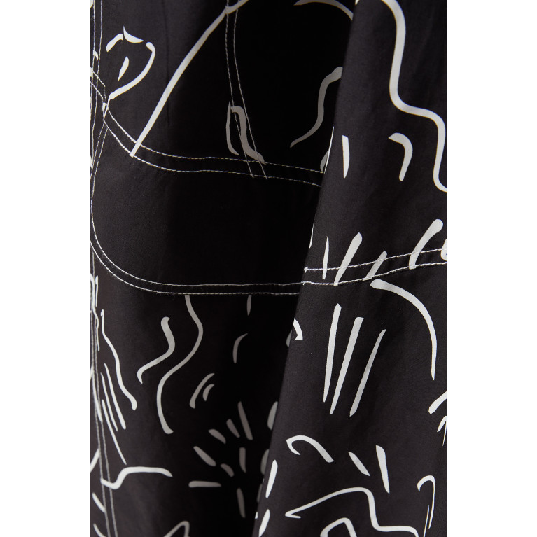 Lovebirds - Abstract Print Midi Dress in Cotton