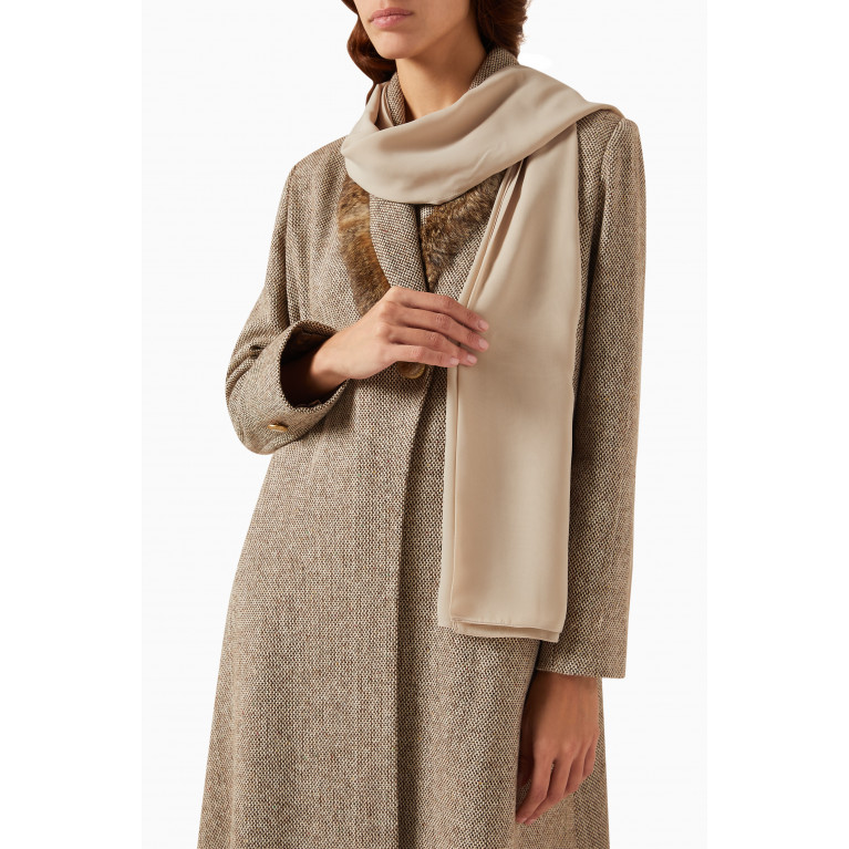 Vaya - Fur-trimmed Abaya Coat in Cotton-tweed