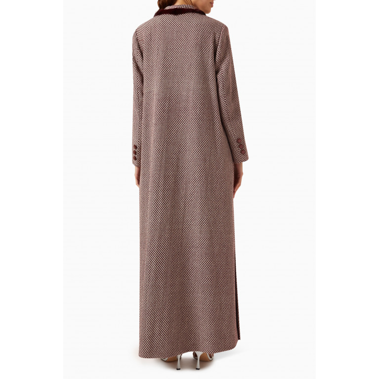 Vaya - Fur-trimmed Abaya Coat in Cotton-tweed