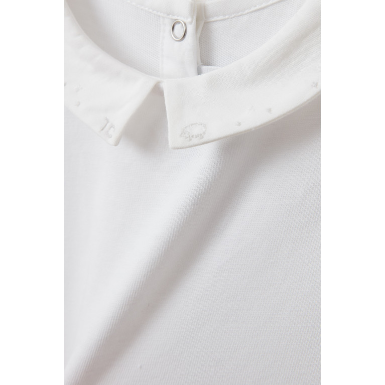Tartine et Chocolat - Logo-embroidered Bodysuit in Cotton White