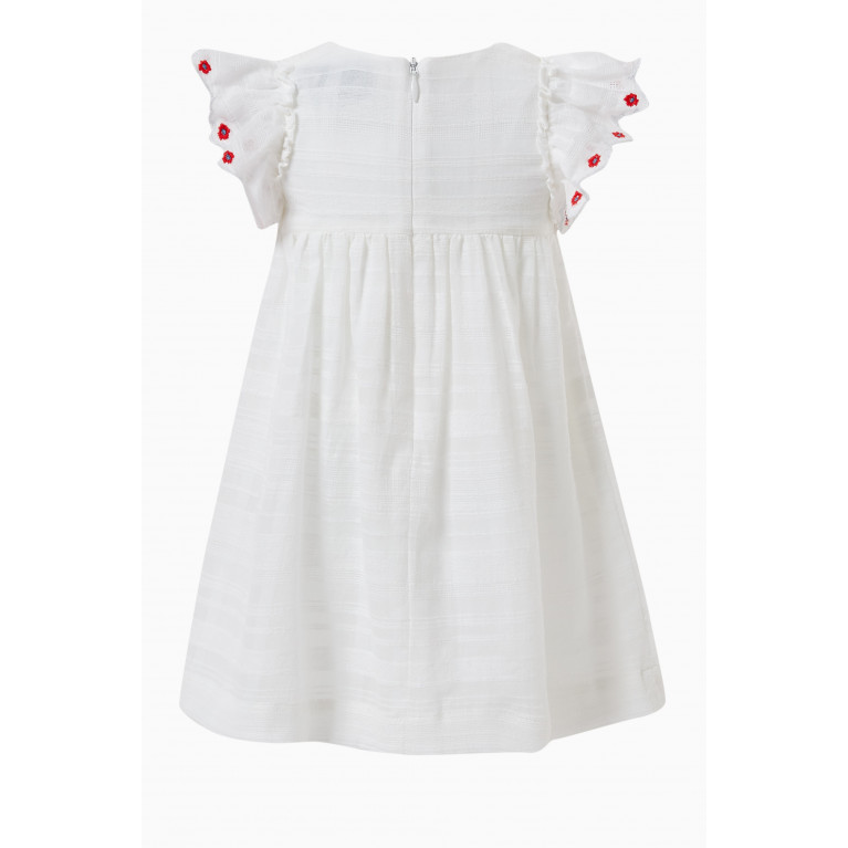 Tartine et Chocolat - Floral-embroidered Frill Dress in Cotton