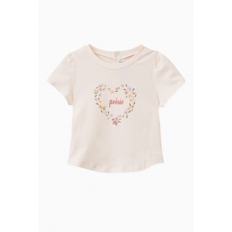 Tartine et Chocolat - Floral Heart Print T-SHIRT IN cOTTON