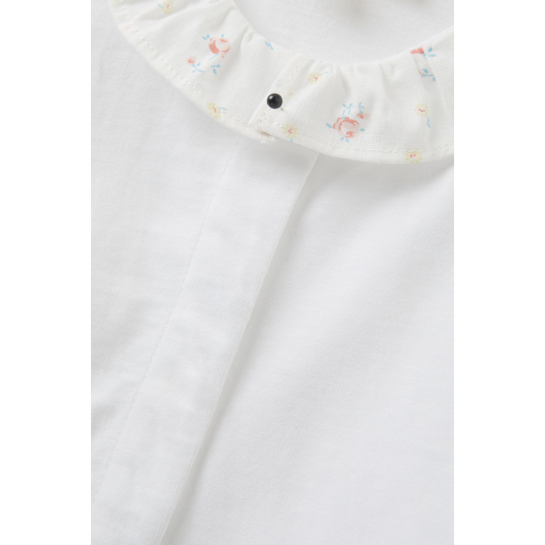 Tartine et Chocolat - Floral Embroidered Collar Bodysuit in Cotton