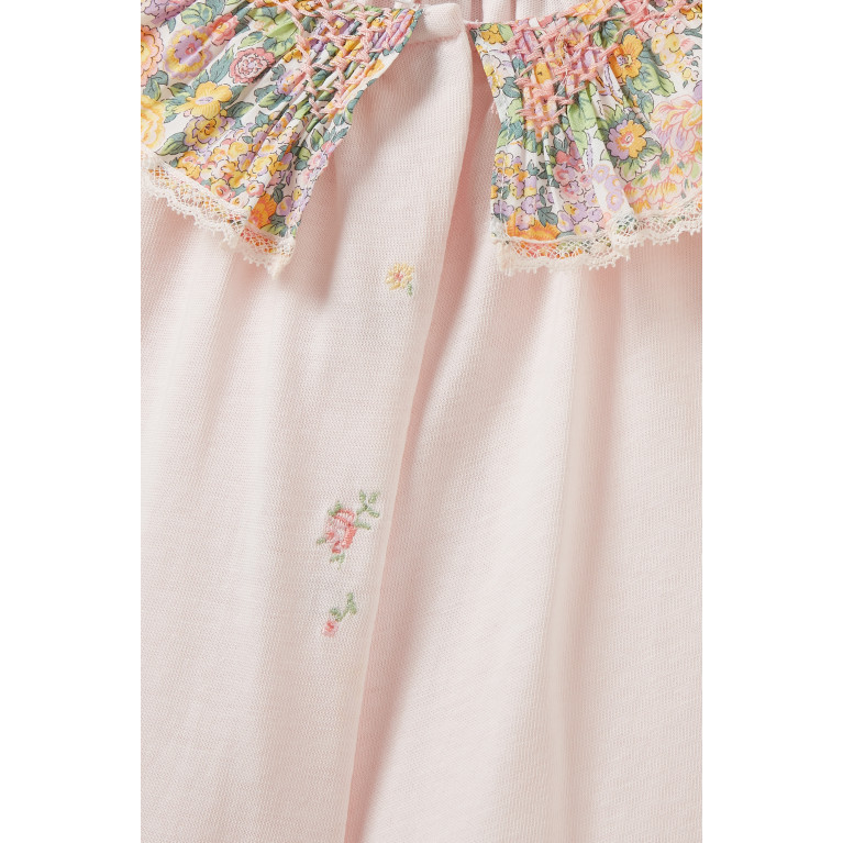 Tartine et Chocolat - Floral-print Sleepsuit in Cotton Pink