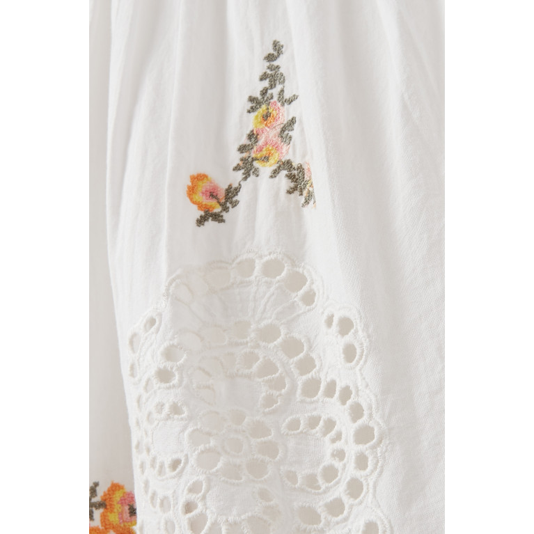 Tartine et Chocolat - Embroidered Floral Dress in Cotton Blue