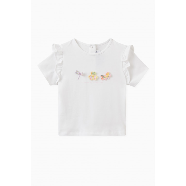 Tartine et Chocolat - Butterfly Appliqué T-shirt in Cotton