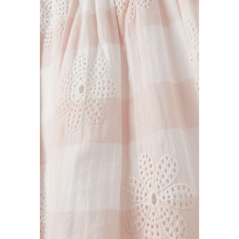 Tartine et Chocolat - Checkered Floral Dress in Cotton Pink