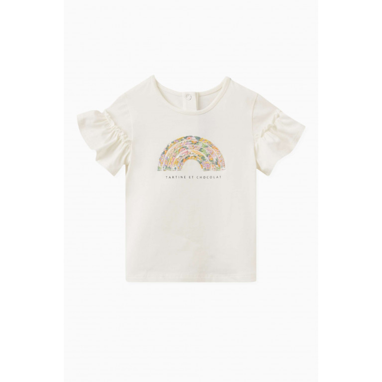 Tartine et Chocolat - Rainbow Appliqué T-shirt in Cotton