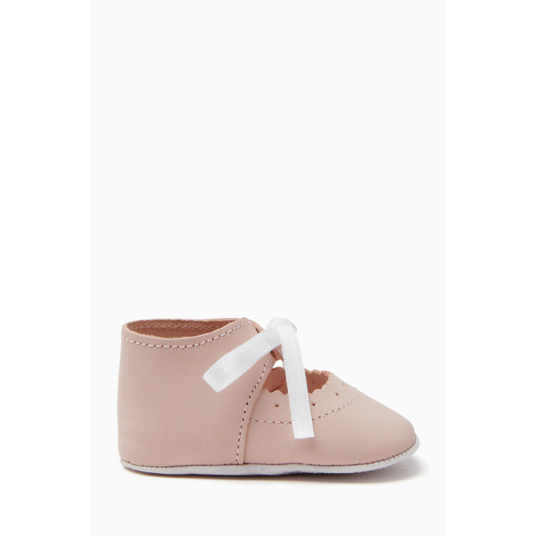 Tartine et Chocolat - Lace-up Booties in Leather Pink