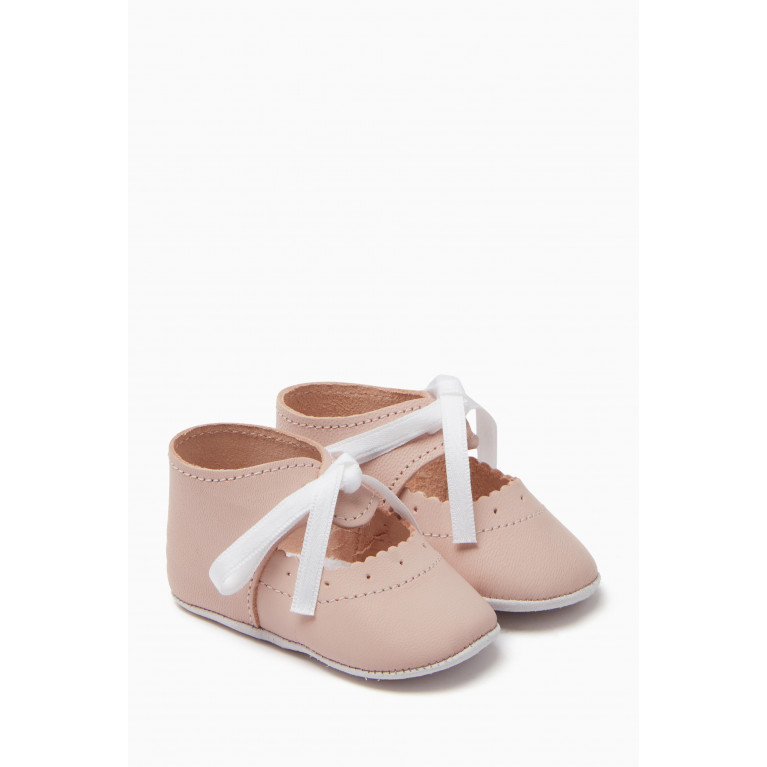 Tartine et Chocolat - Lace-up Booties in Leather Pink