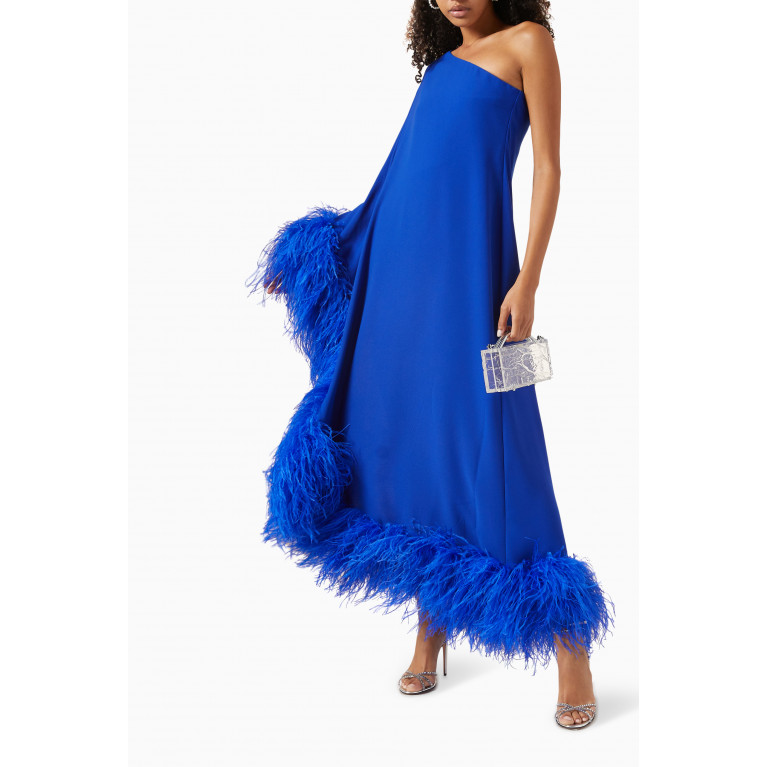 New Arrivals - Rossy Feather-trim Maxi Dress in Crêpe