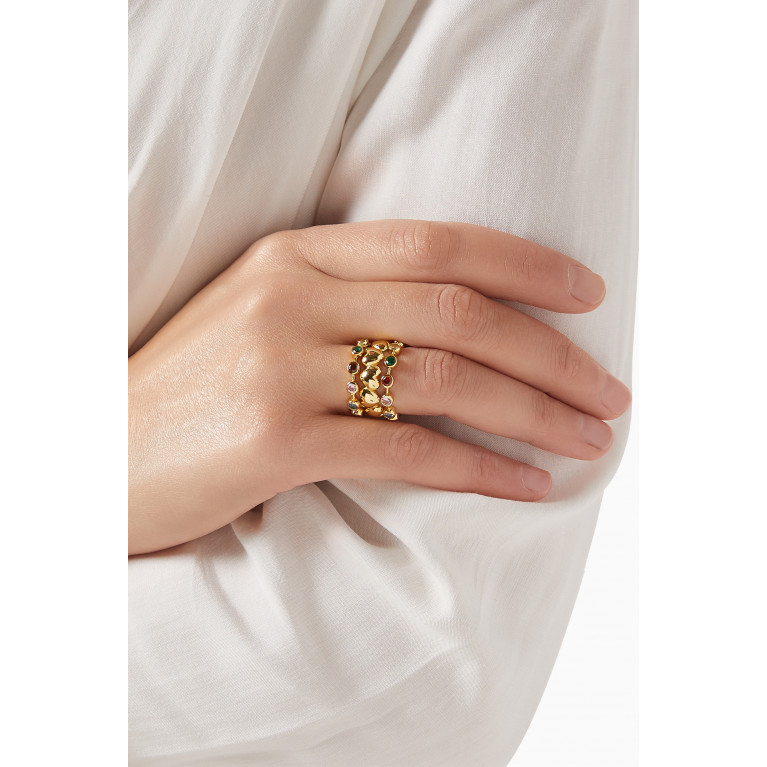 The Jewels Jar - Esmé Rainbow Stacked Ring Set in 18kt Gold-plated Sterling Silver