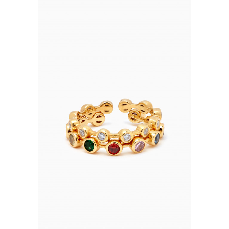 The Jewels Jar - Kaleidoscope Double Ring Stack in 18kt Gold-plated Sterling Silver