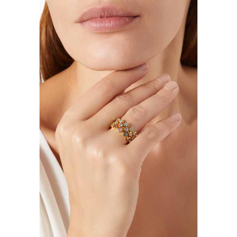 The Jewels Jar - Kaleidoscope Stacked Ring Set in 18kt Gold-plated Sterling Silver