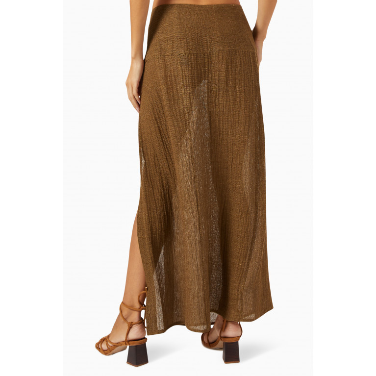 Le Kasha - Buttoned Maxi Skirt in Linen