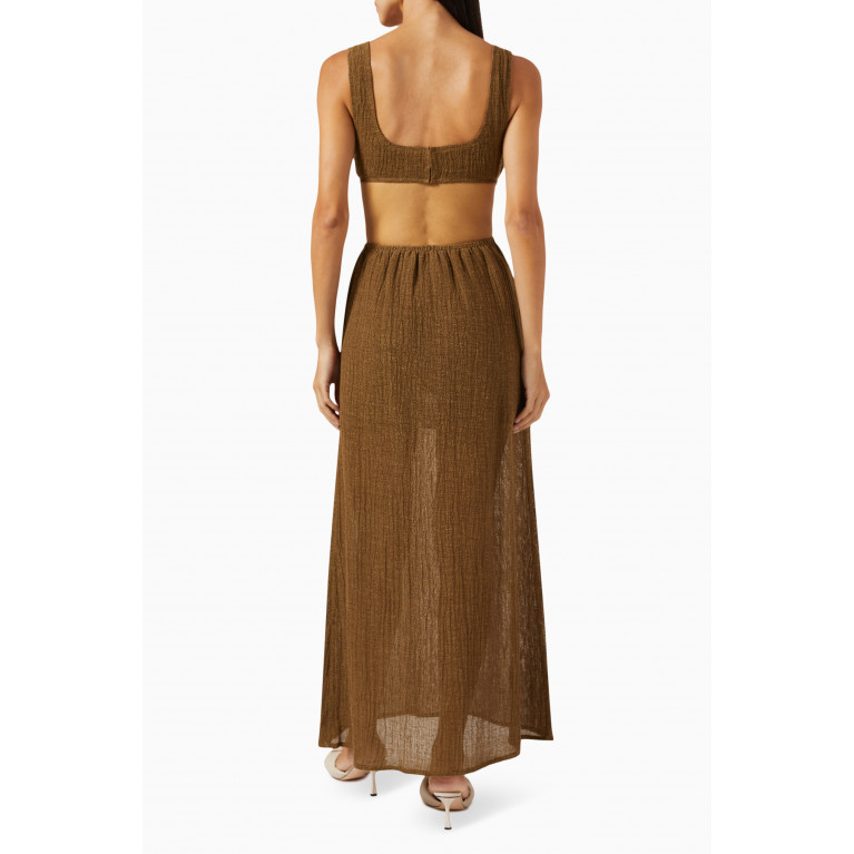 Le Kasha - Cut-out Dress in Linen Green