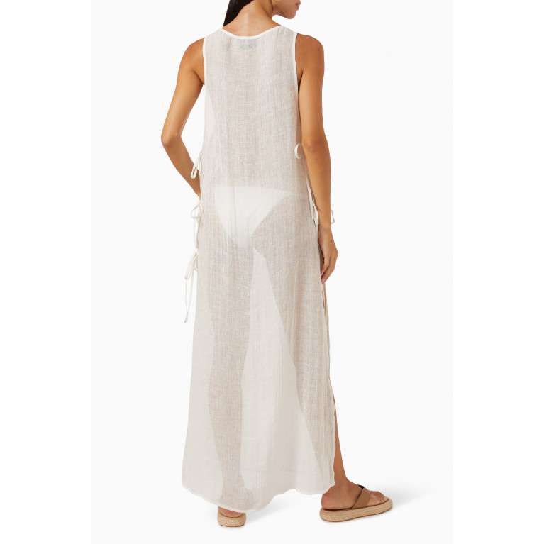 Le Kasha - Jarajus Very Light Maxi Dress in Linen White